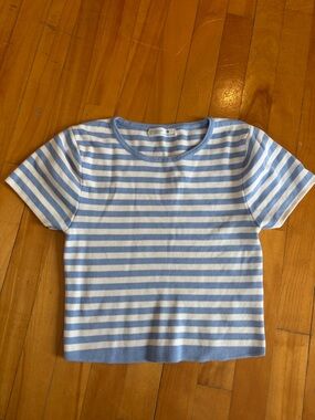 Primark Blue & White Striped Short-Sleeve Kids Tee